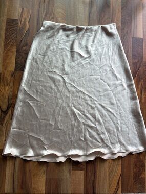 Nicole Miller Women's Satin A-Line Skirt in Light Beige Size XL